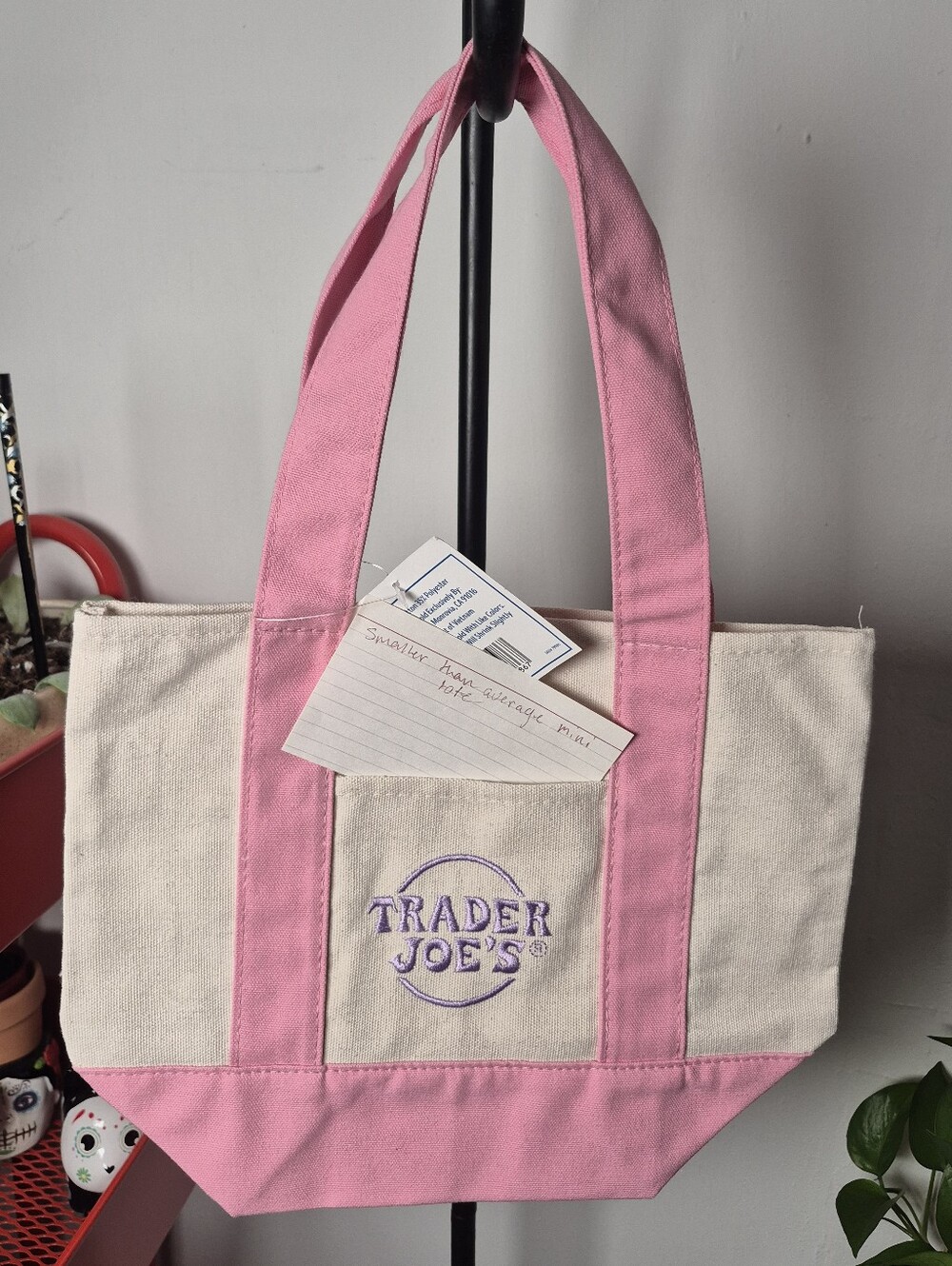 The VIRAL Trader Joe's Mini Tote Pale Pink Stripe Canvas/Polyester Blend